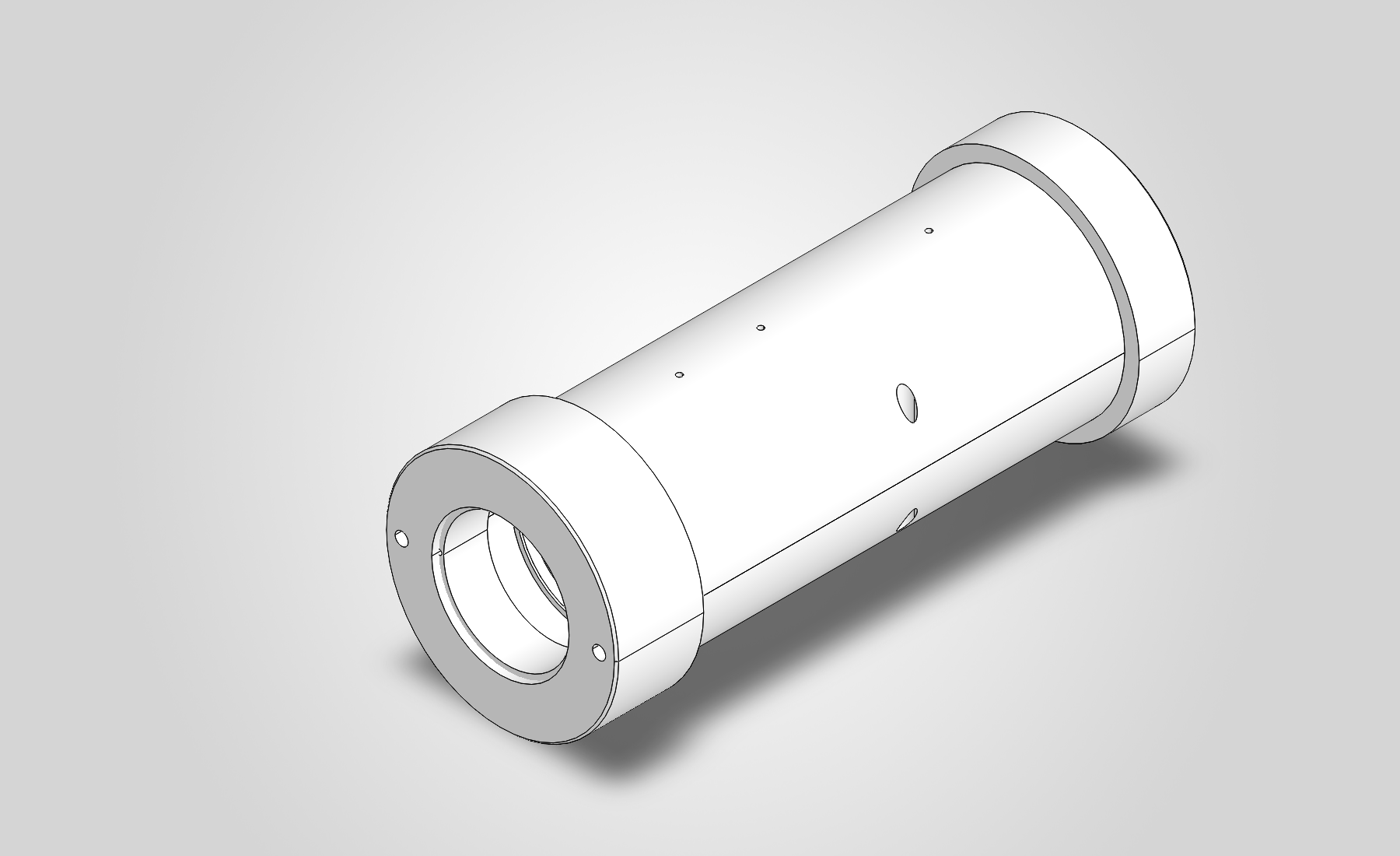 Exterior CAD view of the imaging objective barrel